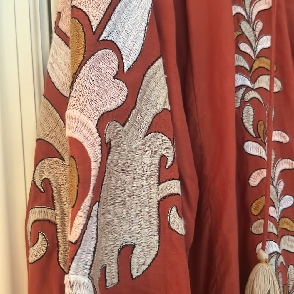 Anthropologie Rust Embroidered Long Sleeve Dress - Picture 7 of 17